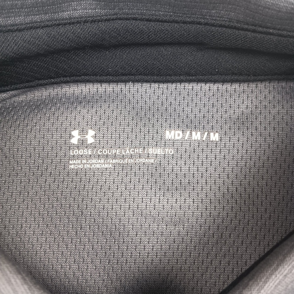 Under Armour Polo Shirt Loose Mens Medium Gray Knight Shield Embroidered Logo - Picture 3 of 8